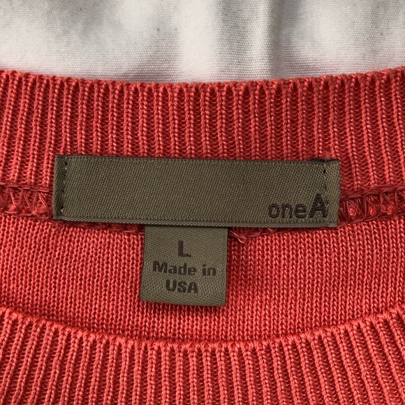 One A Coral and Cream Crew Neck Sweater - Picture 6 of 8